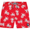 Boy's Pineapple Swim Shorts, Crimson - Swim Trunks - 1 - thumbnail