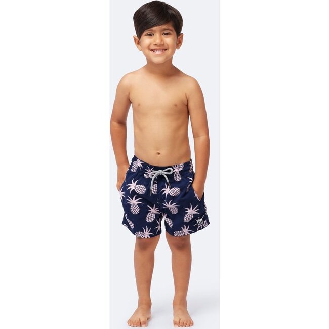 Boys Pineapple Swim Trunk, Shell Pink Tom & Teddy Sun Shop