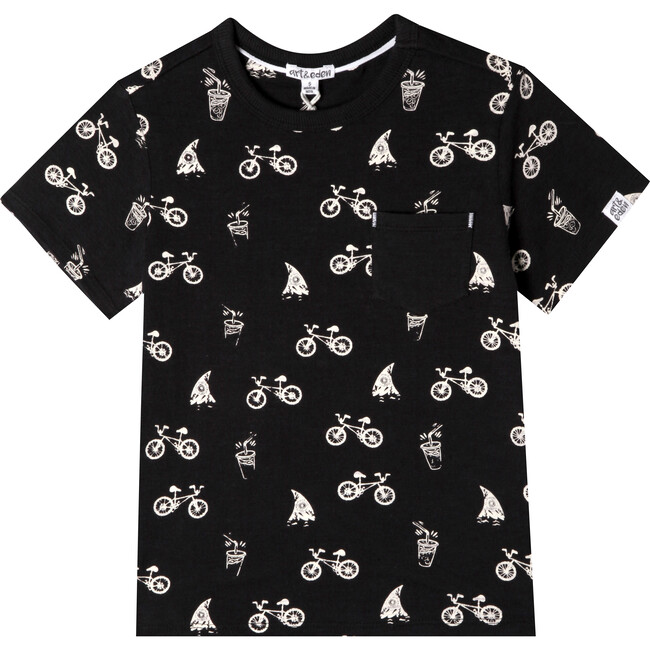 Lucas T-Shirt, Black Playtime Print - Tees - 1