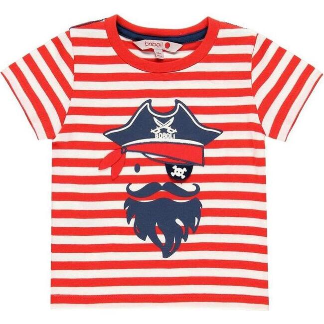 Striped Pirate T-Shirt, Red - Shirts - 1