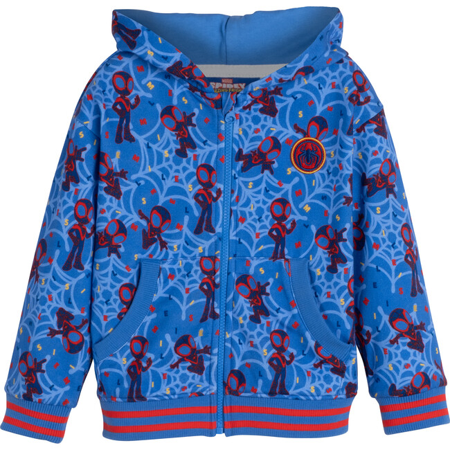 All-Over Print Hoodie featuring Miles Morales, Royal Blue & Red - Sweatshirts - 1 - zoom