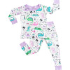 Toddler & Kids Two Piece Bamboo Pajama Set, Purple Dinosaurs - Pajamas - 1 - thumbnail