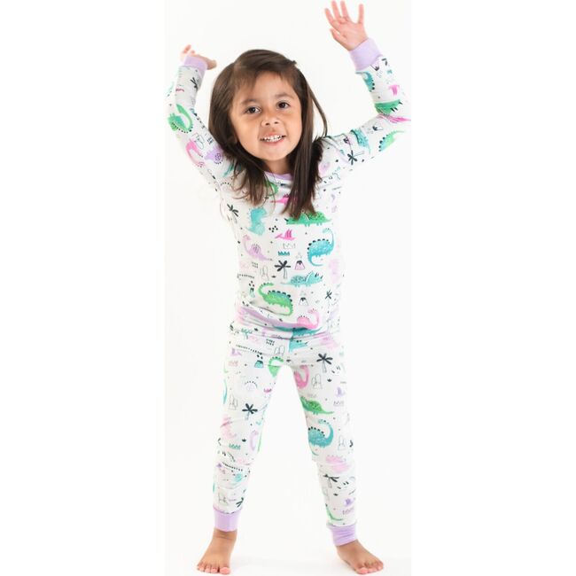 Toddler & Kids Two Piece Bamboo Pajama Set, Purple Dinosaurs - Pajamas - 3