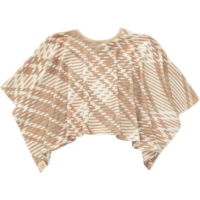 Kids Plaid Blanket Poncho, Beige - Raincoats - 2