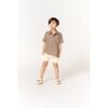 Kids Pull-Up Terry Shorts with Oversized Side Pockets, Cream - Shorts - 3