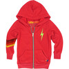 Bolt Stitch Chevron Kids Zip Hoodie, Neon Red - Sweatshirts - 1 - thumbnail