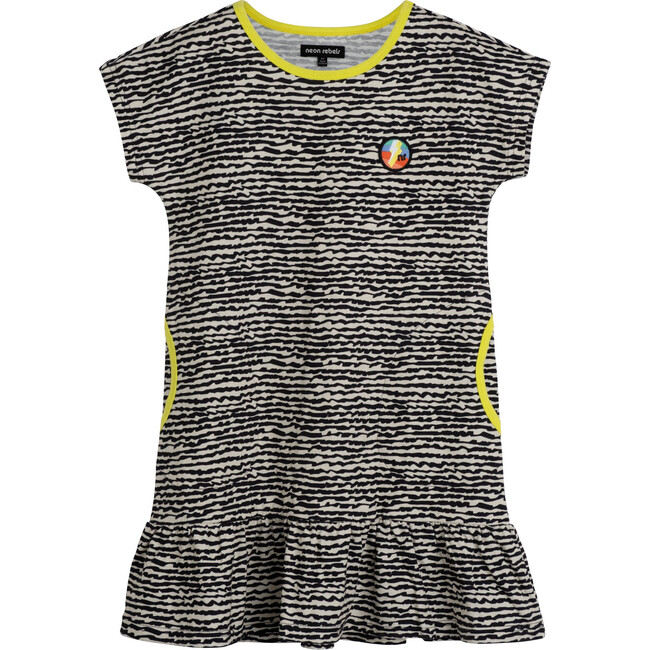 Sia Jersey Shirt Dress, Faded Black Fun Stripe - Dresses - 1