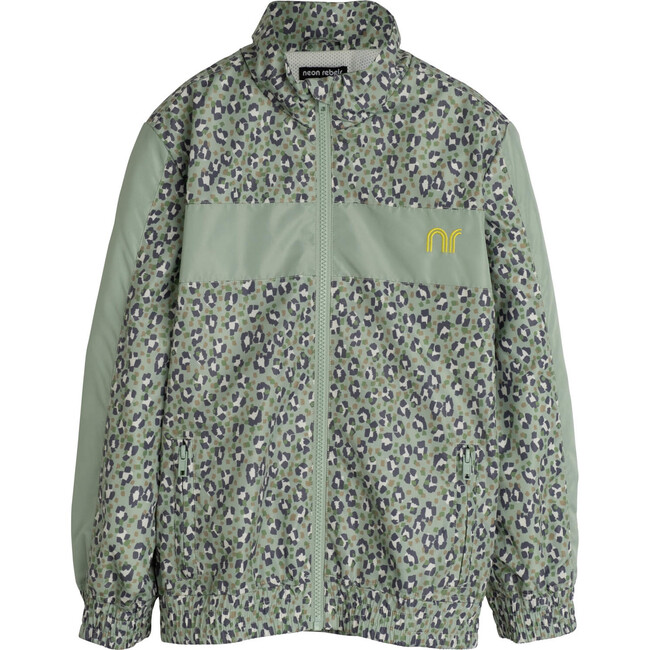 Stevie Track Jacket, Laurel Green Leopard - Jackets - 1