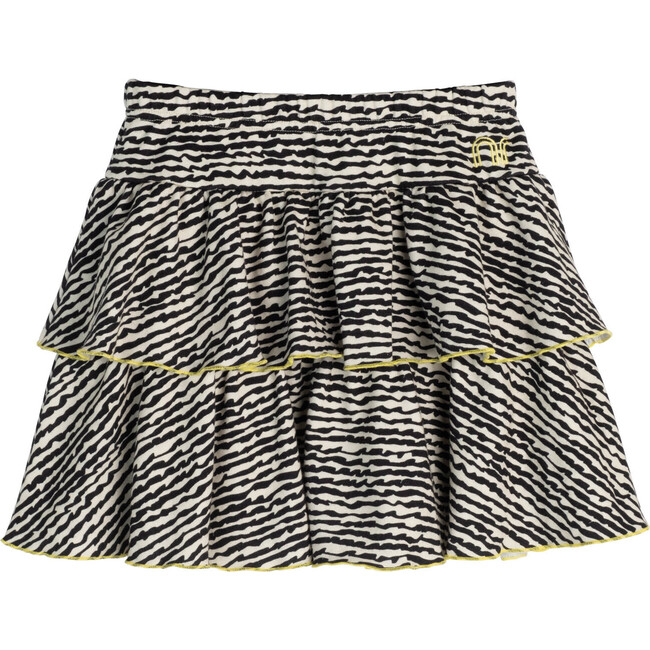 Courtney Ruffle Skirt, Faded Black Fun Stripe - Dresses - 1