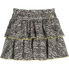 Courtney Ruffle Skirt, Faded Black Fun Stripe - Dresses - 1 - thumbnail