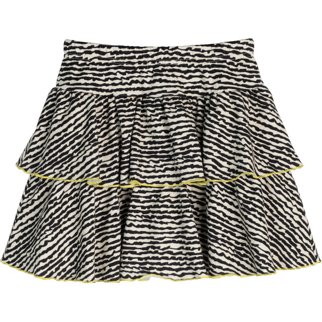 Courtney Ruffle Skirt, Faded Black Fun Stripe - Dresses - 3