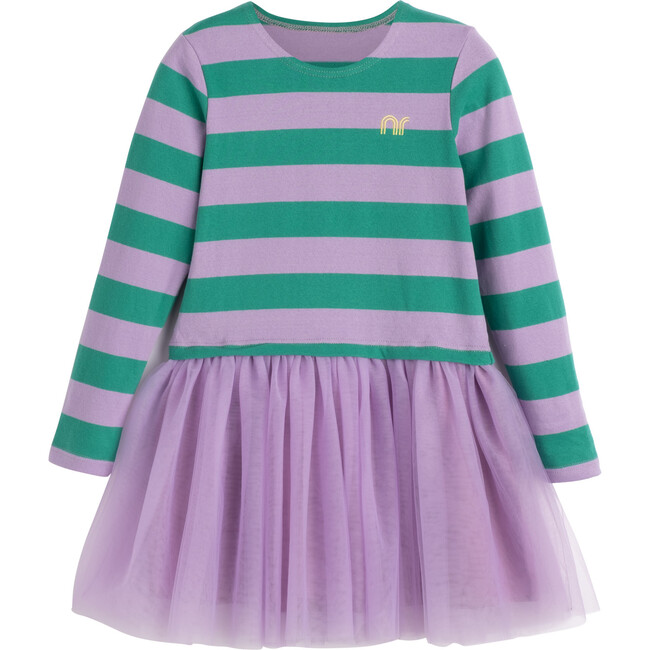 Pip Mixed Media Dress, Lavender Stripe - Dresses - 1 - zoom