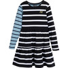 Alice Mixed Stripe Long Sleeve Jersey Dress, Blue & Black Stripe - Dresses - 1 - thumbnail