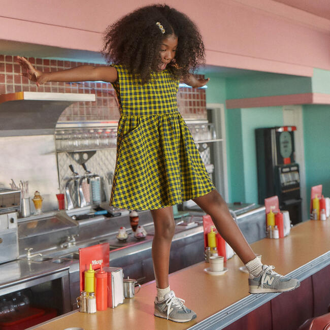 Zadie Skater Dress, Yellow Plaid - Dresses - 2