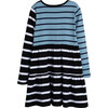 Alice Mixed Stripe Long Sleeve Jersey Dress, Blue & Black Stripe - Dresses - 3