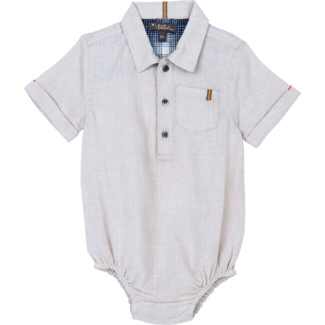 Ethan Onesie, Natural Flannel - Onesies - 1