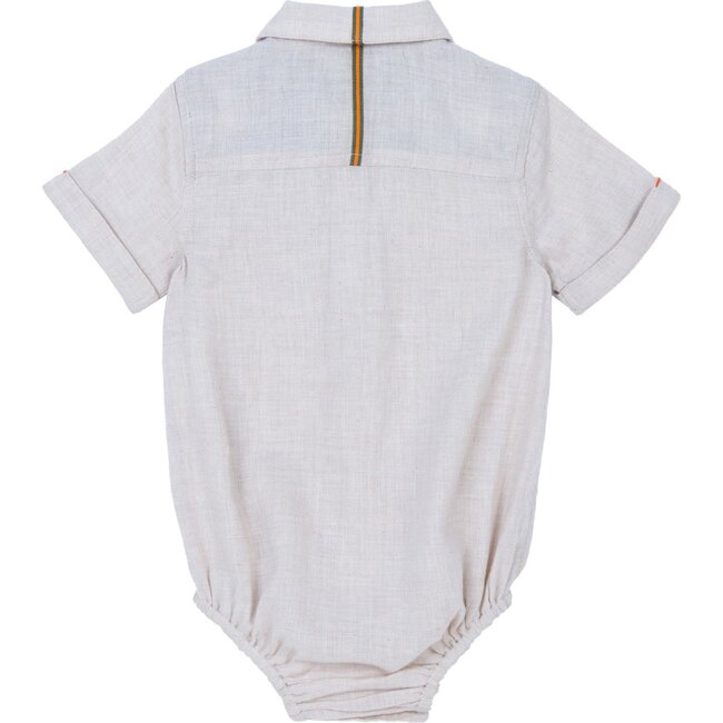 Ethan Onesie, Natural Flannel - Onesies - 2