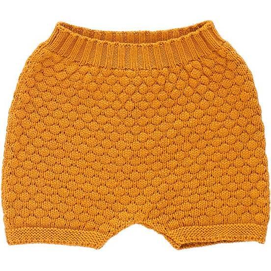 Oeuf Baby And Child Honeycomb Knitted Shorts Ochre Yellow
