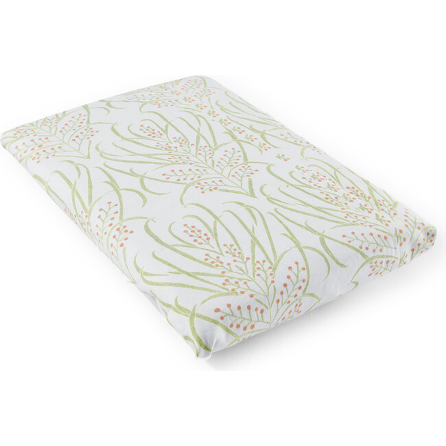 Vines Suzani Cotton Percale Crib Sheet, Light Teal - Sheets - 1