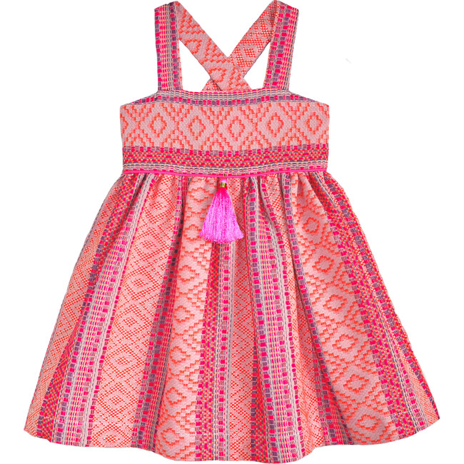 Woven Textile Dress, Neon