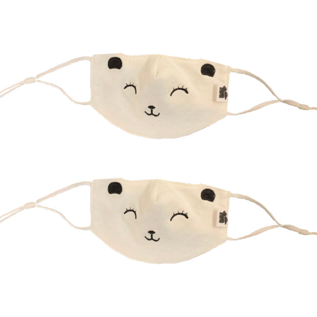 Double Embroidered Bear Reusable Toddler & Kid Face Mask - Face Masks - 1
