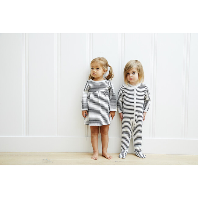Thermal Stripe Romper with Footie, Mercury