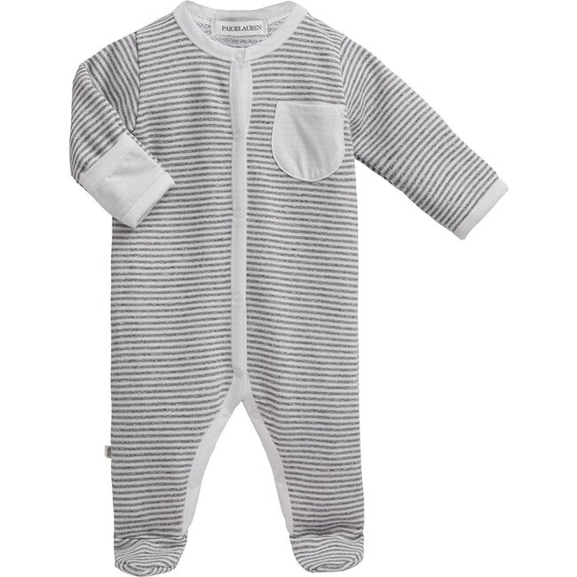 Baby Long Sleeve Romper with Footie, Seashell White - Onesies - 1