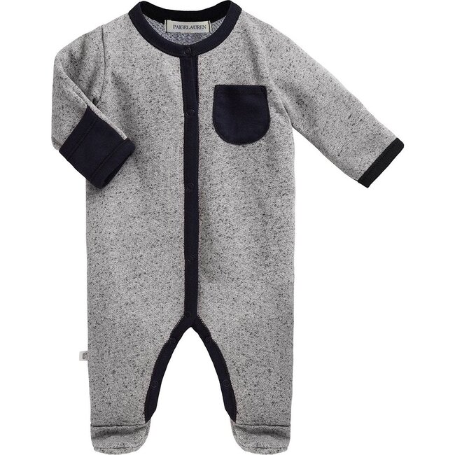 Baby Long Sleeve Romper with Footie, Ash Gray - Onesies - 1