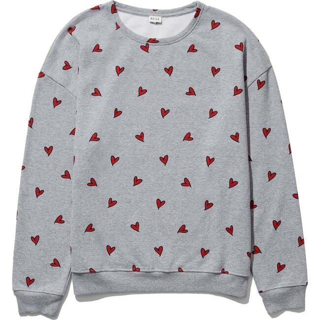 The Women's Oversized All Over Heart Sweatshirt, Heather Grey - Sweatshirts - 1 - zoom