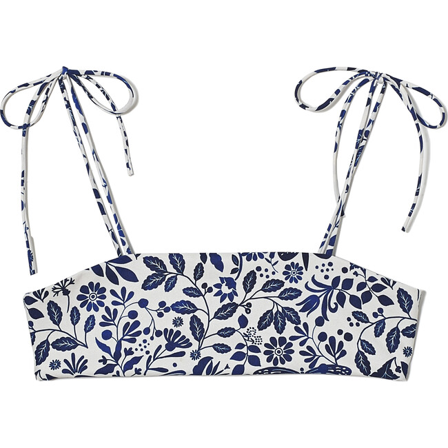 *Exclusive* Girls Caribe Bikini Top, White and Blue Floral - Two Pieces - 1