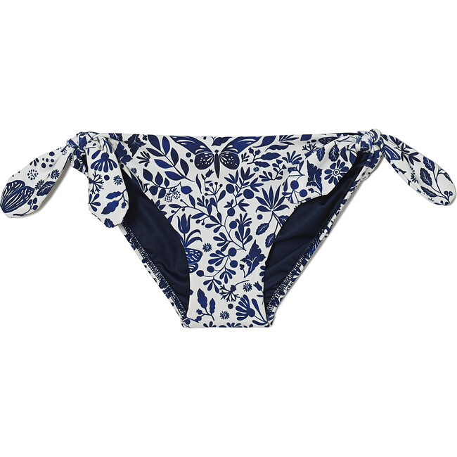 *Exclusive* Girls Mila Bikini Bottom, White and Blue Floral - Two Pieces - 1