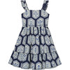 *Exclusive* Girls Herbarium Dress, White & Blue - One Pieces - 1 - thumbnail