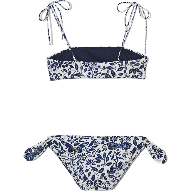 *Exclusive* Girls Caribe Bikini Top, White and Blue Floral - Two Pieces - 2