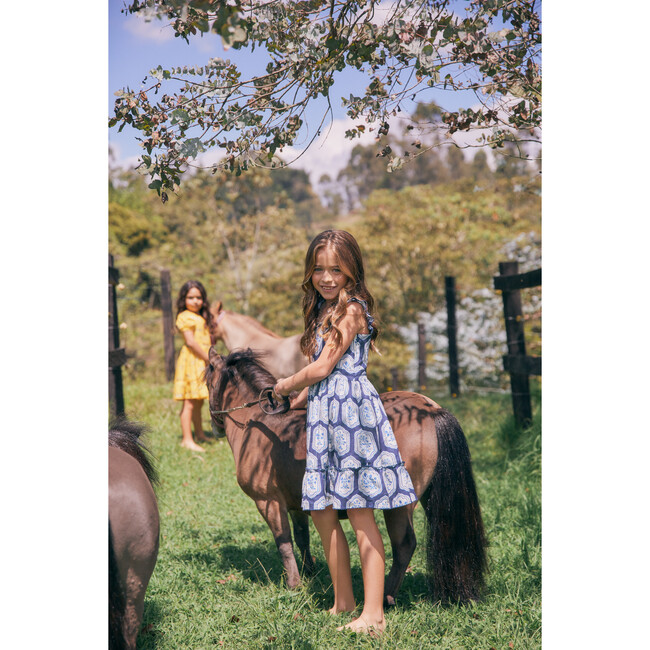 *Exclusive* Girls Herbarium Dress, White & Blue - One Pieces - 2