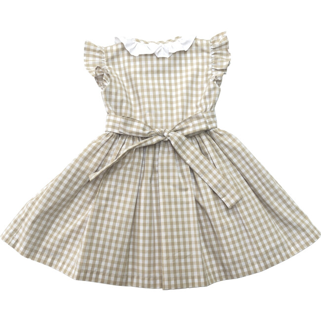 Virginia Dress, Beige Gingham - Dresses - 7