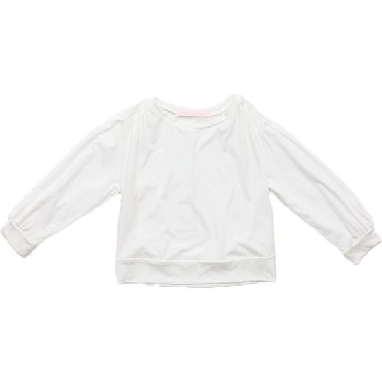 Puff Sleeve Jersey Blouse White - Blouses - 1