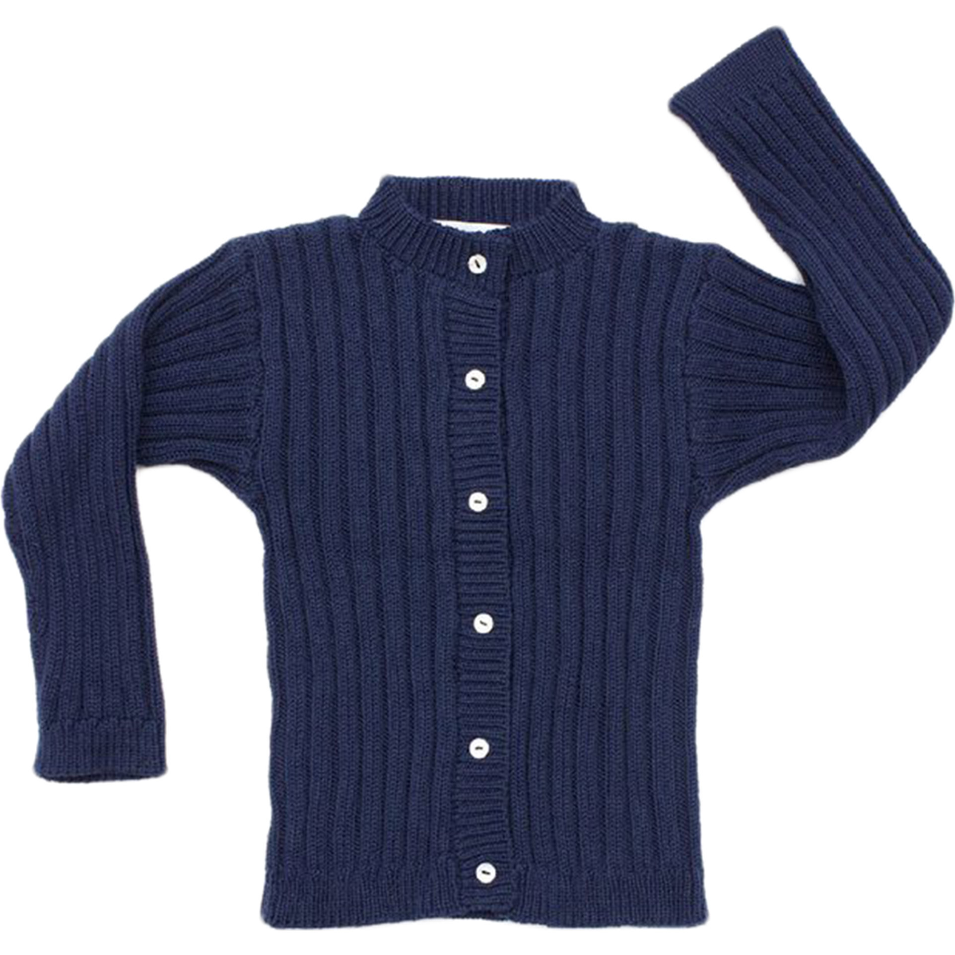 Ribbed Cardigan, Navy - Sweaters - 1