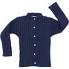 Ribbed Cardigan, Navy - Sweaters - 1 - thumbnail