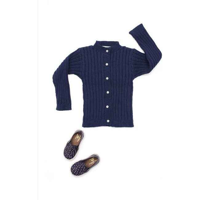 Ribbed Cardigan, Navy - Sweaters - 2