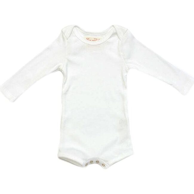 Long Sleeve Crawler with Snaps, White