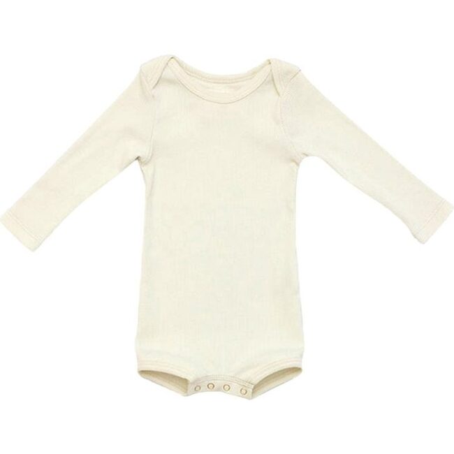 Long Sleeve Crawler with Snaps, Sand - Onesies - 1