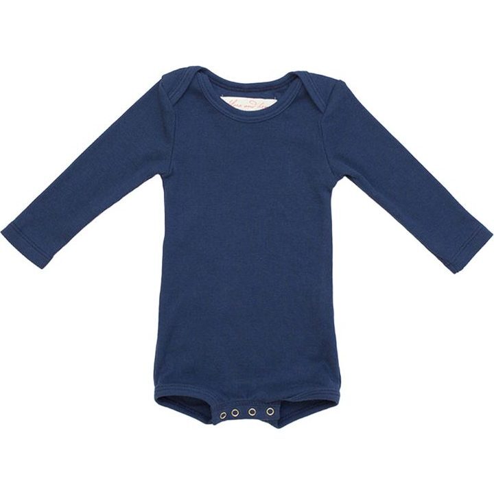 Long Sleeve Crawler with Snaps, Navy - Onesies - 1