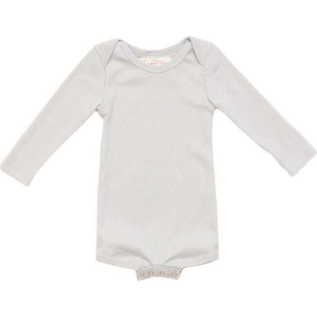 Long Sleeve Crawler with Snaps, Pale Gray - Onesies - 1