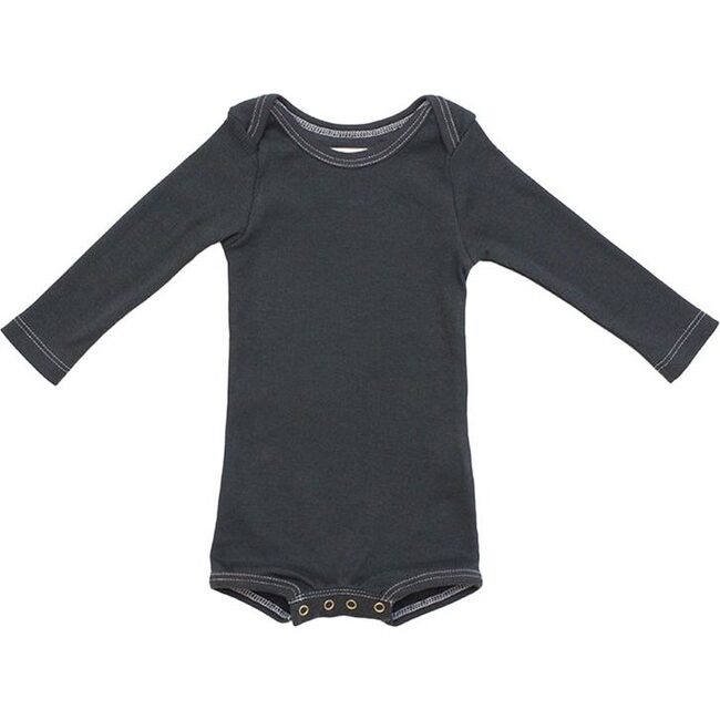 Long Sleeve Crawler with Snaps, Charcoal - Onesies - 1