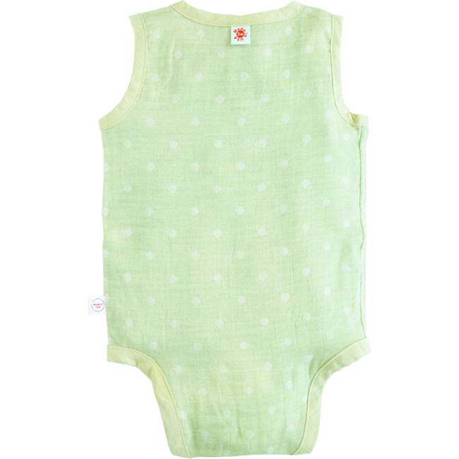 100% GOTS-Certified Organic Cotton Sleeveless Bodysuit, Lime - Onesies - 4