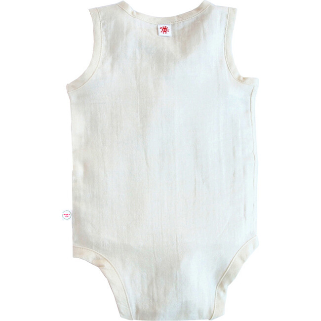 100% GOTS-Certified Organic Cotton Sleeveless Bodysuit, Pearl - Onesies - 4