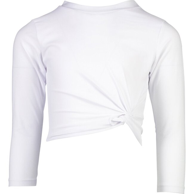 Sustainable White Long Sleeve Wrap Crop Top - Rash Guards - 1