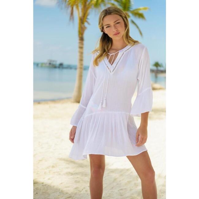 White Organic Cotton Kaftan - Cover-Ups - 3