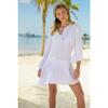White Organic Cotton Kaftan - Cover-Ups - 3
