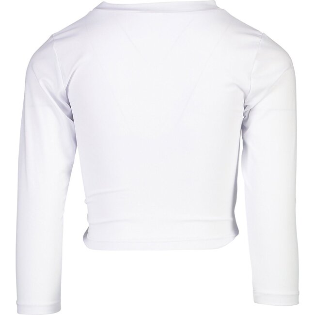 Sustainable White Long Sleeve Wrap Crop Top - Rash Guards - 2